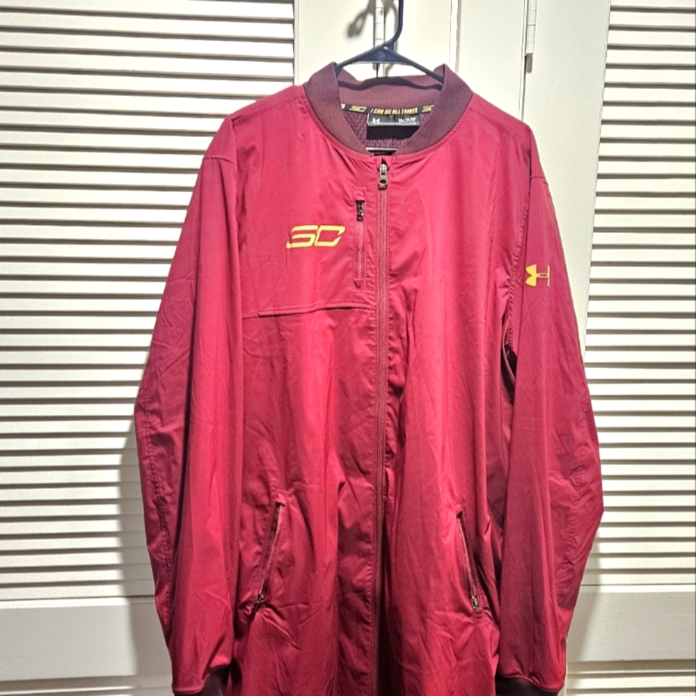 Stephen Curry Under Armour Maroon Jacket with Gold Accents XL